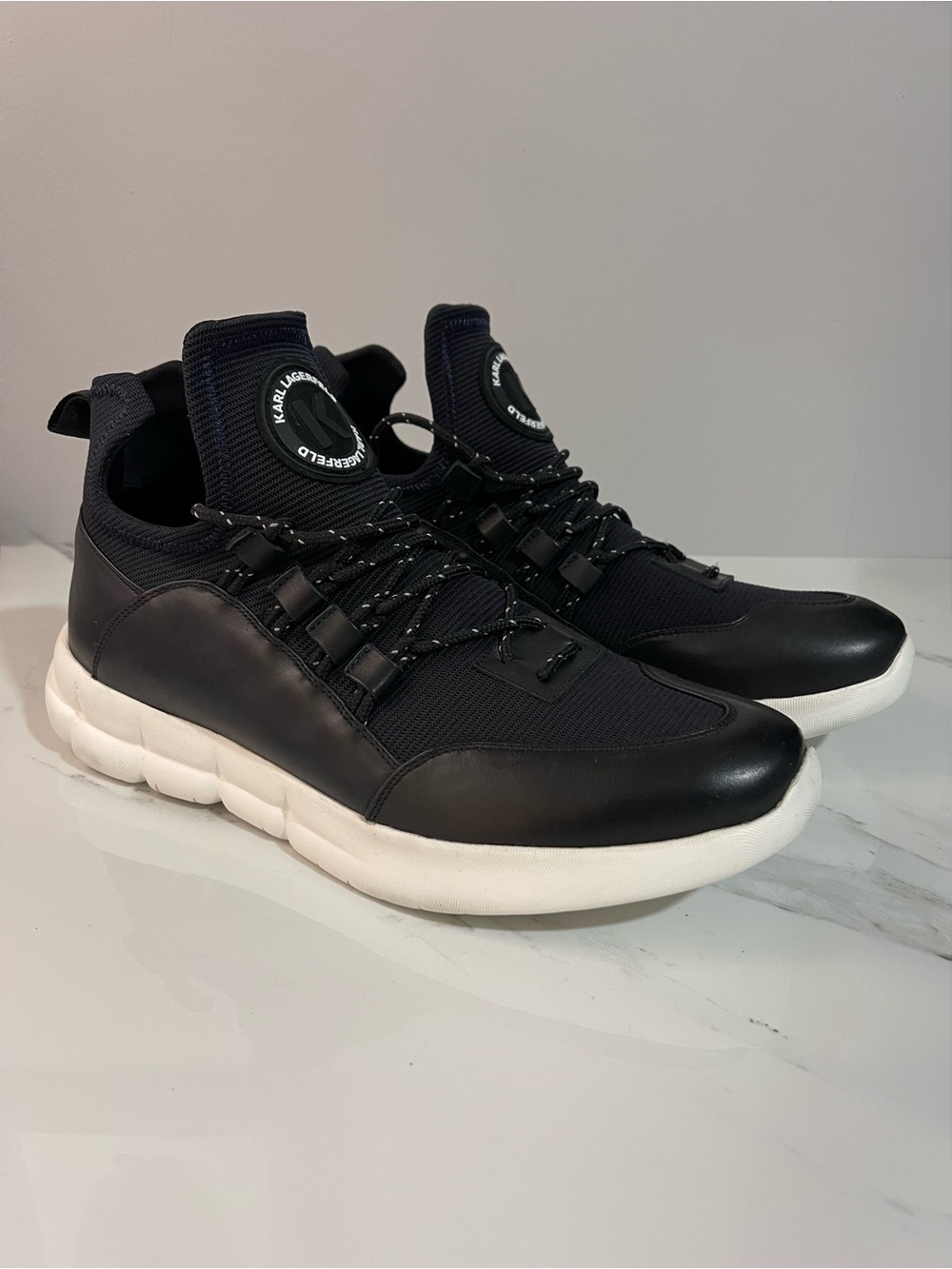 Karl Lagerfeld Men’s Black, Navy and White High-Top Sneakers